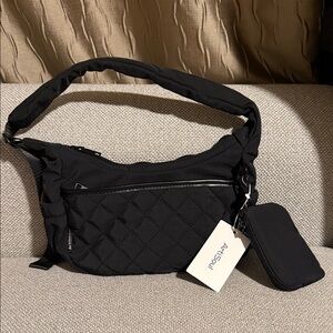 Black Quilted Hobo under arm Bag with Pouch NWT
